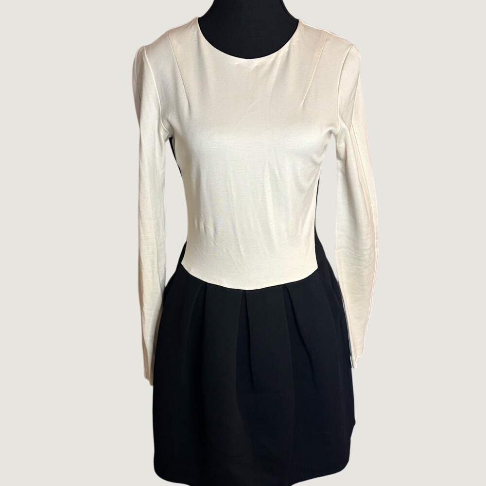 Wilfred Aritzia Colorblock Long Sleeve Mini Dress Black White Size 8